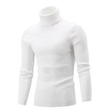 Suéter Masculino Qzh.duao, Casual, Slim Fit, De Gola Alta, Branco