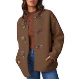 Casaco Dokotoo Fashion Fall Sherpa Fleece Para Mulheres Marrom Gg