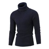 Suéter Masculino Qzh.duao, Casual, Justo, De Gola Alta, Azul Marinho, 6gg