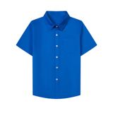 Camisa Masculina Sangtree De Manga Curta Com Botões, Algodão Azul, 10-11 Anos