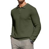 Suéter Zaitun Masculino Polo De Manga Comprida Leve Verde