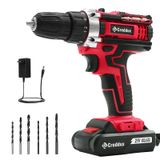 Furadeira Sem Fio Creddux 21v Com Bateria E Carregador 1.5ah Vermelha