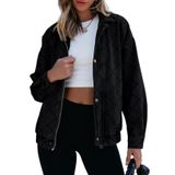 Jaqueta Jeans Feminina Sidefeel, Manga Comprida, Tamanho Grande, Preta