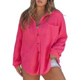 Jaqueta Feminina Shacket Eytino Plus Size Com Botões 4x Rosa