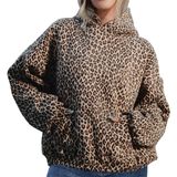 Moletom Com Capuz Accpur Com Estampa De Leopardo Para Mulheres Marrom