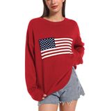Suéter Feminino Ugerlov De Grandes Dimensões Com Bandeira Americana Vermelha S/m