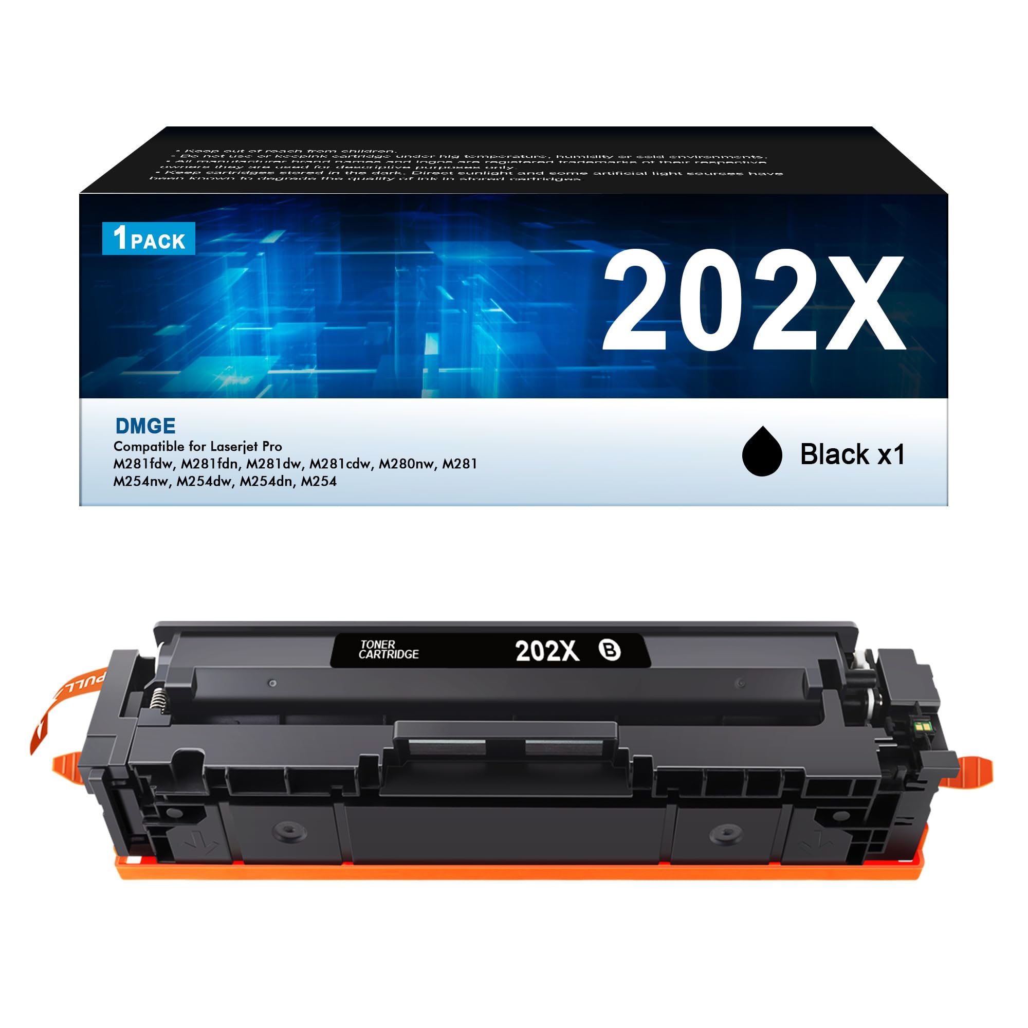 Cartuchos De Toner Dmge 202x Pretos De Alto Rendimento, Pacote Com 1 Hp 202x