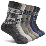 Meias Yuvfehy Merino Wool Para Homens Elk Style 6 Pares