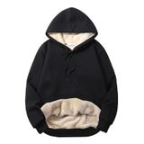 Pulôver Masculino De Lã Com Capuz Kissonic, Forrado Em Sherpa, Preto Quente
