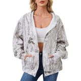 Moletom Feminino Eutten Camuflado Com Zíper E Estampa De Folhas De Ácer