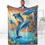 Cobertor Aimego Sea Dolphin Com Tema De Animais Marinhos 150x200cm