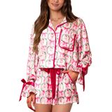 Pijama Feminino Yiulangde, Natal, Papai Noel, Seda, Cetim, 2 Peças