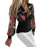 Blusa Feminina Chicme De Manga Comprida Bordada Floral Em Malha Vermelha-m