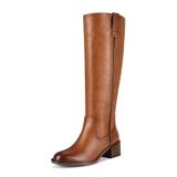 Botas De Cano Alto Itozer Para Mulheres, Salto Grosso, Couro Envernizado