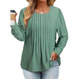 Blusa Túnica Feminina Eytino Plus Size De Manga Comprida 4x Verde Névoa