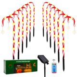 Decorações De Natal Famkcy 22cm Solar Candy Cane Lights X12