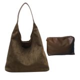 Bolsa De Camurça Desleixada, Estilo Retrô Para Mulheres, Verde Oliva