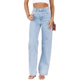 Jeans Longbida, Folgados E Largos, Para Mulheres, Jeans De Cintura Alta