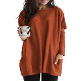 Camisa Túnica Feminina Eytino Plus Size Com Gola Redonda E Manga Comprida