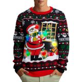 Suéter De Natal Zengents Light Up Ugly Papai Noel Masculino