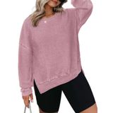 Moletom Feminino Eytino Plus Size Em Malha De Waffle Rosa 2x