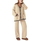 Roupas Femininas De 2 Peças Loungewear Prettygarden Bege (l)