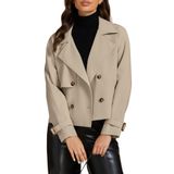 Jaqueta Luvamia Trenchcoat Feminina, Roupas De Outono, Cinza Claro