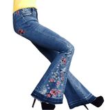 Jeans Frmuic Bell Bottom De Cintura Alta, Jeans Alargados, Azul Escuro