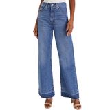 Jeans Astylish Femininos De Cintura Alta, Flare, Perna Larga, Azul Claro