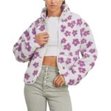 Jaqueta Yeokou Floral Winter Sherpa Fleece Feminina Branca Gg