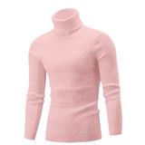 Suéter Masculino Qzh.duao De Gola Alta, Justo, Tricotado Aa#, Rosa