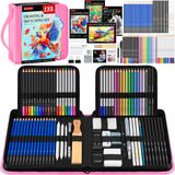 Kit De Desenho De Materiais De Arte Popyola 133 Pcs Com Estojo E Livros