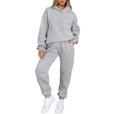 Conjunto De Roupas Aleumdr, Moletom Feminino Com Capuz E Calça De Moletom Cinza
