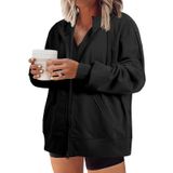 Moletons Eytino Plus Size Para Mulheres Com Zíper Completo, Pretos 4x