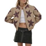Jaqueta Feminina Locachy, Casual, Cortada, Cáqui, Tamanho L