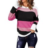 Suéter Qacohu Feminino Moda 2024 Listrado Tricotado Rosa L
