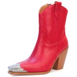 Botas De Tornozelo Hoantiai Femininas Com Biqueira De Metal Gravada No Oeste