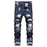 Jeans Masculinos Hengao Slim Fit, Elásticos, Empilhados, Envelhecidos, F860