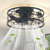 Ventilador De Teto Garwarm Caged 46cm Com Controle Remoto Light 6 Speed Black