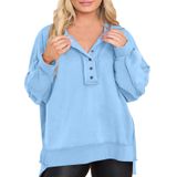 Moletom Eytino Plus Size Feminino De Manga Comprida E Gola Com Botões