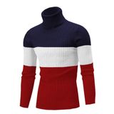 Suéter Masculino De Gola Alta Qzh.duao, Colorido, Vermelho, Azul Marinho, Grande