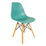 Cadeira Eiffel Charles Eames Base Madeira Azul Turquesa