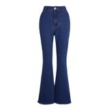 Calça Jeans Feminina Milumia Raw Hem Flare, Azul Profundo, 12y