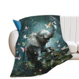 Cobertor Beynepe Fantasy Elephant Butterfly Para Mulheres 50x60cm