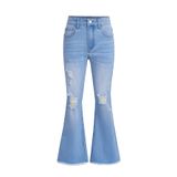 Jeans Milumia Girl&#39;s Ripped Flare Bell Com Cintura Alta 13y
