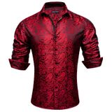 Camisa Masculina Yohowa Paisley De Seda Floral Casual Para Negócios