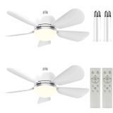 Ventilador De Teto Meiqils, Pacote Com 2 Unidades Com Controle Remoto E26 3000k-6500k