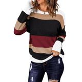 Suéter Qacohu, Moda Feminina, 2024, Listrado, Tricotado, Vinho, Vermelho, L