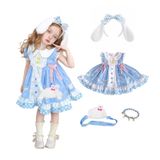 Conjunto De 4 Peças De Vestido De Fantasia Heimingdan Girls Blue Anime Princess