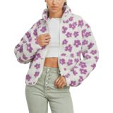 Jaqueta Feminina Chouyatou, Lã, Outono, Inverno, Floral, Roxa